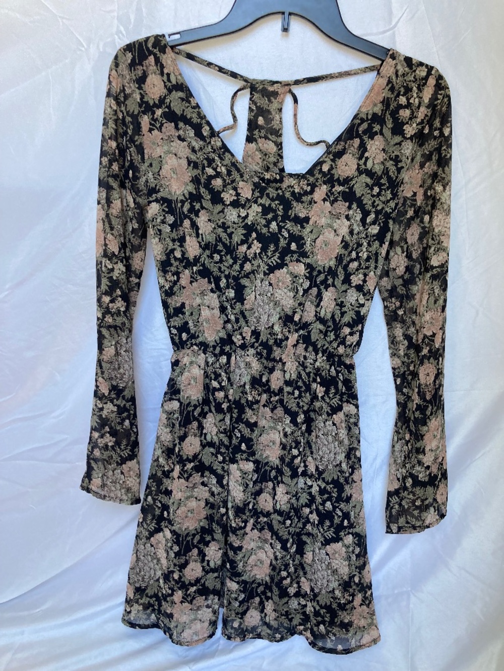 Dress, sheer black floral party style